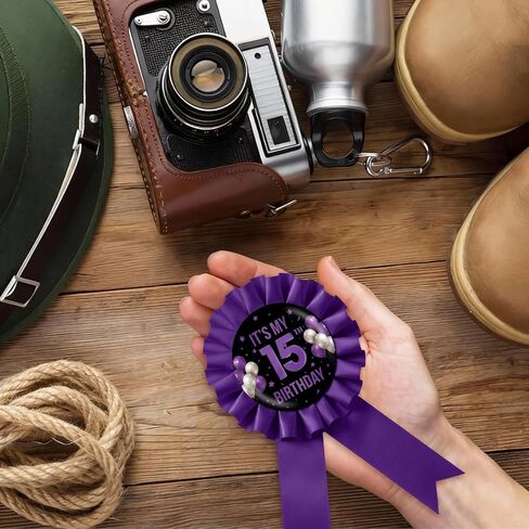 It's My 1st Birthday Tinplate Badge Pin, Happy 1st Birthday Award Ribbon Button, Purple Rosette One Year Old Brooch Pin for 1st Anniversary Party Favor in Saudi Arabia