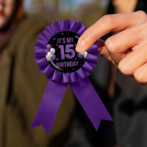 It's My 1st Birthday Tinplate Badge Pin, Happy 1st Birthday Award Ribbon Button, Purple Rosette One Year Old Brooch Pin for 1st Anniversary Party Favor in Saudi Arabia