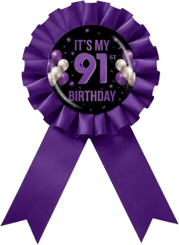 It's My 1st Birthday Tinplate Badge Pin, Happy 1st Birthday Award Ribbon Button, Purple Rosette One Year Old Brooch Pin for 1st Anniversary Party Favor in Saudi Arabia