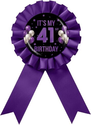 It's My 1st Birthday Tinplate Badge Pin, Happy 1st Birthday Award Ribbon Button, Purple Rosette One Year Old Brooch Pin for 1st Anniversary Party Favor in Saudi Arabia