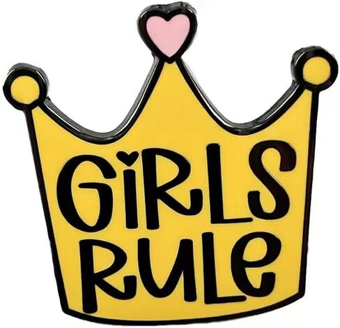 دبوس المينا على شكل تاج "Girls Rule" - بروش نسائي وفتيات قوي لحقائب الظهر والسترات والقبعات والحقائب - هدية للبنات وأفضل الأصدقاء والناشطين النسويين in Kuwait