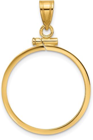 American Eagle Coin Bezel Pendant in 10 Karat Yellow Gold, Screw Top Reeded Border Frame, Fits 1/10 oz, 1/4 oz, 1/2 oz and 1 oz Coins in Kuwait