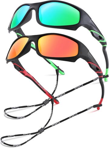 Kids Youth Baseball Sunglasses – Unbreakable Flexible Polarized Sports Sunglasses with Strap for Boys Girls Age 4-12 in Kuwait