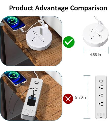67W GAN شحن المحطة الحامي ، سلك تمديد مسطح 6 قدم ، 12 في 1 شريط الطاقة USB ، مع 8 AC ، 2 USB A & 2 USB C ، ل MacBook Pro iPhone & More in Kuwait