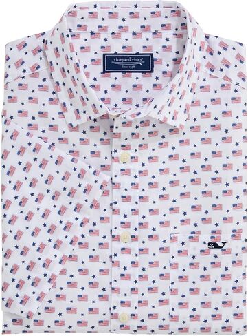 Vineyard Vines Men's Flags & Stars Short Sleeve Cotton Shirt in Kuwait