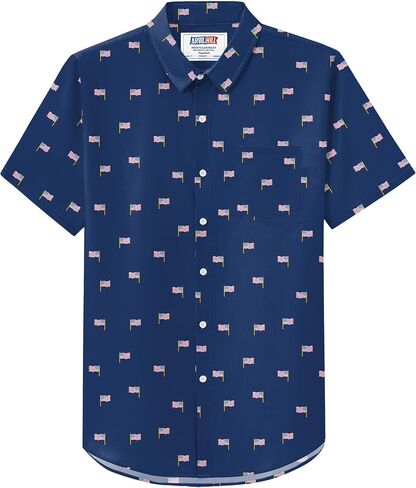 Arvilhill Men's American Flag Cotton Button Shirt 4th of July Patriotic Shirts(S-3XL) in Kuwait