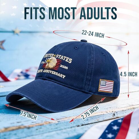 FLAGWIX 250th Anniversary USA Hat - Embroidered American Baseball Cap - Fathers Day 4th of July 250 Hat Gifts for Men Women in Saudi Arabia