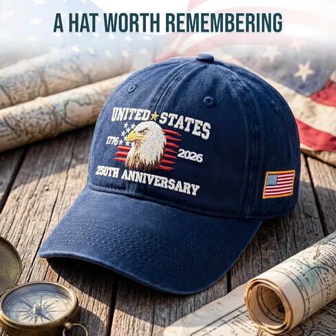 FLAGWIX 250th Anniversary USA Hat - Embroidered American Baseball Cap - Fathers Day 4th of July 250 Hat Gifts for Men Women in Saudi Arabia