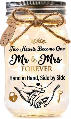 SOLMAY Wedding Gifts for Couples 2026, Mr and Mrs Gifts, Bridal Shower Gifts for Bride to Be, Bride and Groom Keepsake, Just Married Mason Star Jar Decor in Kuwait