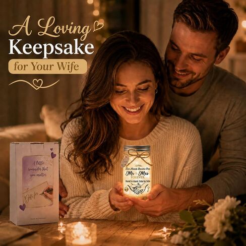 SOLMAY Wedding Gifts for Couples 2026, Mr and Mrs Gifts, Bridal Shower Gifts for Bride to Be, Bride and Groom Keepsake, Just Married Mason Star Jar Decor in Kuwait