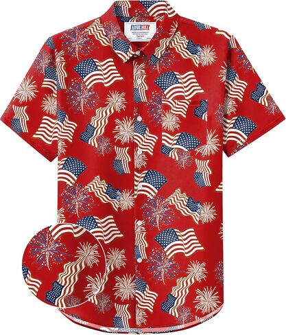 Arvilhill Men's American Flag Button Shirt 4th of July Patriotic Shirts (S-3XL) in Kuwait