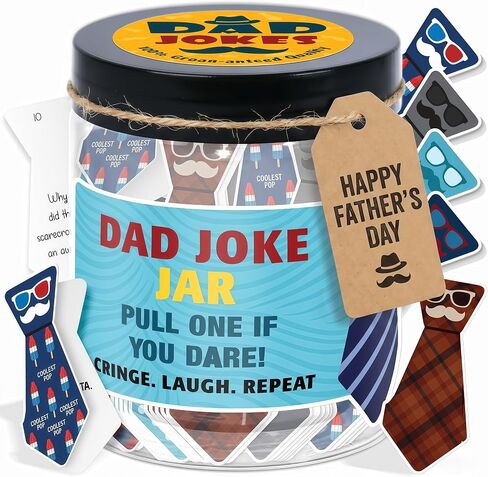 Dad Jokes Cards Jar - Fathers Day Gift, Funny Dad Gifts from Daughter, Funny Gag Gift, Fun Gag Gifts for Men, Coworkers, Brother - Daily Dad Jokes - Christmas Stocking Stuffers for Dad in Saudi Arabia