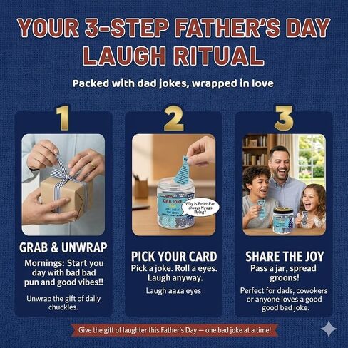 Dad Jokes Cards Jar - Fathers Day Gift, Funny Dad Gifts from Daughter, Funny Gag Gift, Fun Gag Gifts for Men, Coworkers, Brother - Daily Dad Jokes - Christmas Stocking Stuffers for Dad in Saudi Arabia