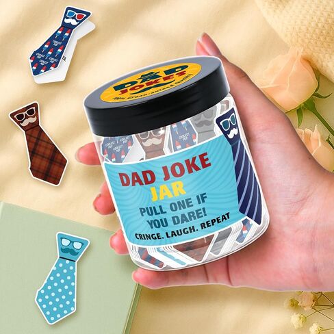 Dad Jokes Cards Jar - Fathers Day Gift, Funny Dad Gifts from Daughter, Funny Gag Gift, Fun Gag Gifts for Men, Coworkers, Brother - Daily Dad Jokes - Christmas Stocking Stuffers for Dad in Saudi Arabia