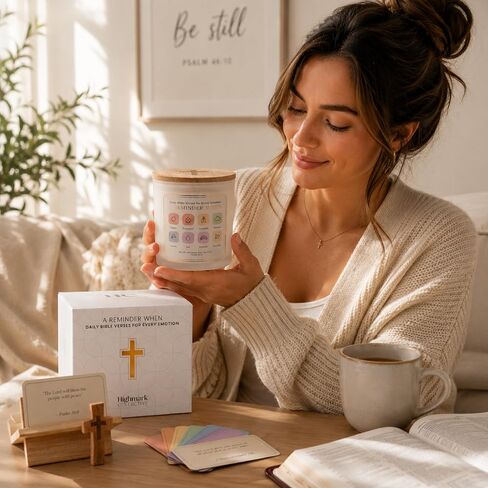 Bible Verse Jar for Women – 200 Scripture Cards for 8 Emotions, Christian Gifts for Women Faith, Prayer Jar with Wooden Stand & Prayer Cross, Encouragement Gift in Frosted Glass Jar in Saudi Arabia