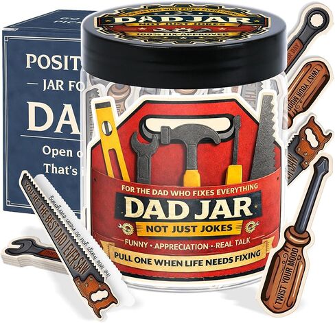 Dad Jokes Cards Jar - Fathers Day Gift, Funny Dad Gifts from Daughter, Funny Gag Gift, Fun Gag Gifts for Men, Coworkers, Brother - Daily Dad Jokes - Christmas Stocking Stuffers for Dad in Saudi Arabia