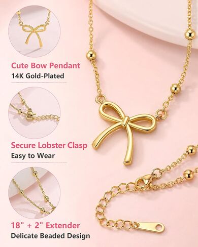 UNGENT THEM Celebrate Her Graduation with Love - Cute Bow Necklace Graduation Gifts for Girls Her with Encouraging Card in Kuwait