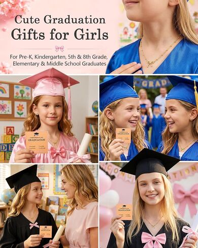 UNGENT THEM Celebrate Her Graduation with Love - Cute Bow Necklace Graduation Gifts for Girls Her with Encouraging Card in Kuwait