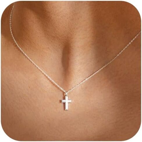 925 Sterling Silver Small Cross Necklace for Girls - Mini Faith Cross Chain Necklaces for Kids, 2026 Graduation Gifts, Small Dainty Pendant Jewelry Gifts for Teenager, Confirmation First Communion Baptism Birthday in Saudi Arabia