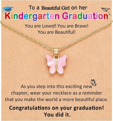 Graduation Gifts for Girls Kids Butterfly Necklace Kindergarten 5th Grade Graduation Gifts for Niece Daughter Granddaughter in Saudi Arabia