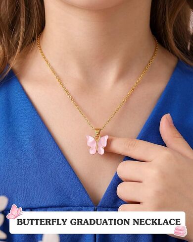 Graduation Gifts for Girls Kids Butterfly Necklace Kindergarten 5th Grade Graduation Gifts for Niece Daughter Granddaughter in Saudi Arabia