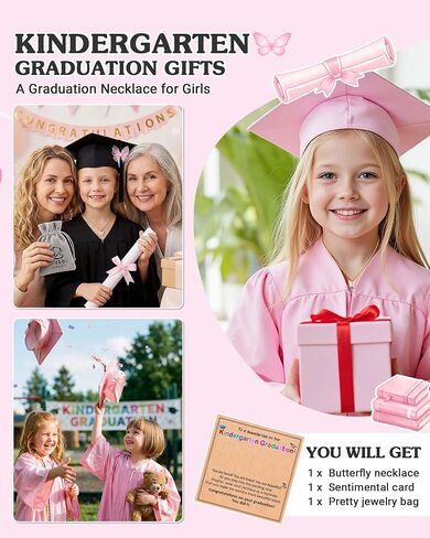 Graduation Gifts for Girls Kids Butterfly Necklace Kindergarten 5th Grade Graduation Gifts for Niece Daughter Granddaughter in Saudi Arabia