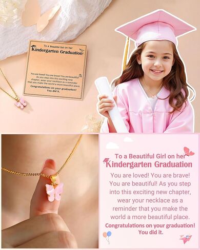 Graduation Gifts for Girls Kids Butterfly Necklace Kindergarten 5th Grade Graduation Gifts for Niece Daughter Granddaughter in Saudi Arabia