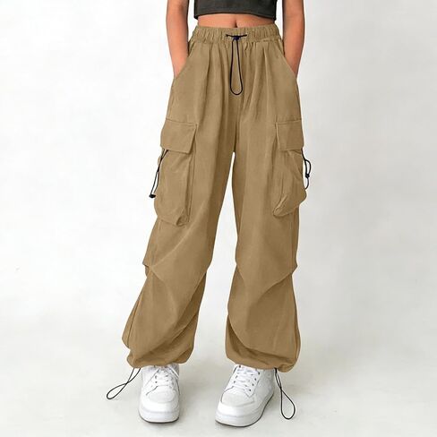 الفتيات السراويل البضائع المظلة واسعة الساق فضفاض Y2K الشارع الشهير Sweatpants في سن المراهقة الرقص عالية الخصر السراويل العصرية مع جيوب in Kuwait