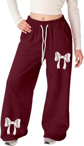 Tween Girls Sweatpants School Athletic Pants Elastic High Waist Loose Fit Open Bottom Sports Joggers with Pockets in Saudi Arabia