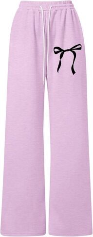 Girl's Bowknot Baggy Sweatpants Cute Straight Leg Athletic Pants with Pockets Teen Girls Y2k Streetwear 4-13 Years in Saudi Arabia