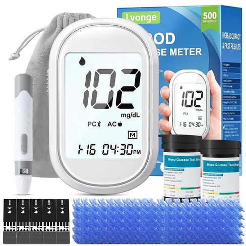 Glucose Monitor Kit – All-in-One Blood Sugar Monitor with 100 Test Strips & Lancets, High Accuracy Glucose Monitor, Large Bright Screen, PC/AC/CTL Mode, No Coding, Diabetes Testing Kit for Home in Saudi Arabia