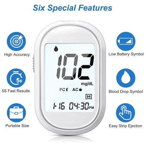 Glucose Monitor Kit – All-in-One Blood Sugar Monitor with 100 Test Strips & Lancets, High Accuracy Glucose Monitor, Large Bright Screen, PC/AC/CTL Mode, No Coding, Diabetes Testing Kit for Home in Saudi Arabia