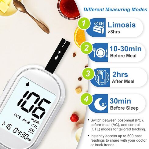 Glucose Monitor Kit – All-in-One Blood Sugar Monitor with 100 Test Strips & Lancets, High Accuracy Glucose Monitor, Large Bright Screen, PC/AC/CTL Mode, No Coding, Diabetes Testing Kit for Home in Saudi Arabia