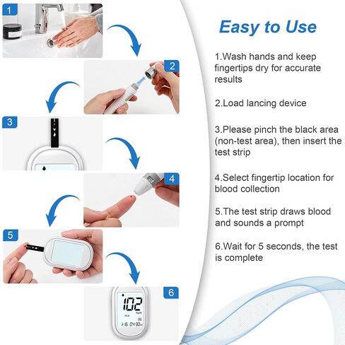 Glucose Monitor Kit – All-in-One Blood Sugar Monitor with 100 Test Strips & Lancets, High Accuracy Glucose Monitor, Large Bright Screen, PC/AC/CTL Mode, No Coding, Diabetes Testing Kit for Home in Saudi Arabia