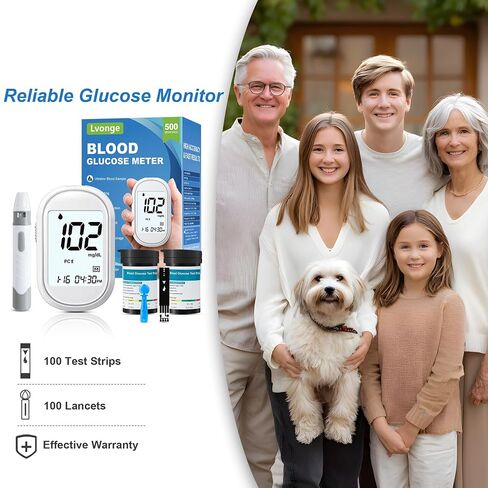Glucose Monitor Kit – All-in-One Blood Sugar Monitor with 100 Test Strips & Lancets, High Accuracy Glucose Monitor, Large Bright Screen, PC/AC/CTL Mode, No Coding, Diabetes Testing Kit for Home in Saudi Arabia