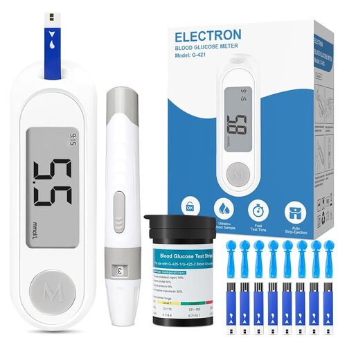 Blood Sugar Monitor,Glucose Monitor Kit with 50 Test Strips & 50 Lancets for Diabetes Testing, Blood Glucose Meter with Auto Eject, No Coding & Large LCD for Seniors in Saudi Arabia