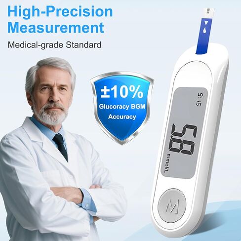 Blood Sugar Monitor,Glucose Monitor Kit with 50 Test Strips & 50 Lancets for Diabetes Testing, Blood Glucose Meter with Auto Eject, No Coding & Large LCD for Seniors in Saudi Arabia