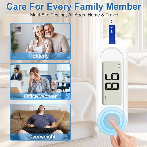 Blood Sugar Monitor,Glucose Monitor Kit with 50 Test Strips & 50 Lancets for Diabetes Testing, Blood Glucose Meter with Auto Eject, No Coding & Large LCD for Seniors in Saudi Arabia