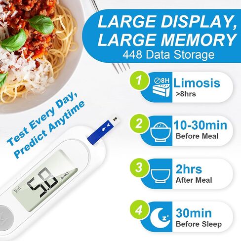 Blood Sugar Monitor,Glucose Monitor Kit with 50 Test Strips & 50 Lancets for Diabetes Testing, Blood Glucose Meter with Auto Eject, No Coding & Large LCD for Seniors in Saudi Arabia