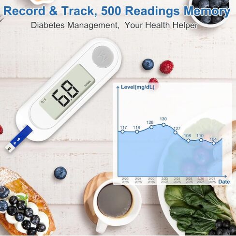 Blood Sugar Monitor,Glucose Monitor Kit with 50 Test Strips & 50 Lancets for Diabetes Testing, Blood Glucose Meter with Auto Eject, No Coding & Large LCD for Seniors in Saudi Arabia