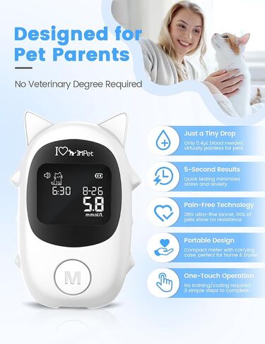 IMPet Glucose Monitoring Kit for Dogs & Cats, Pet Blood Sugar Monitor with 50 Strips, 50 Lancets and 1 Pet-Specific Lancing Device, Pain-Free, Easy Shuttle & No-Coding (PGB-Q1) in Saudi Arabia