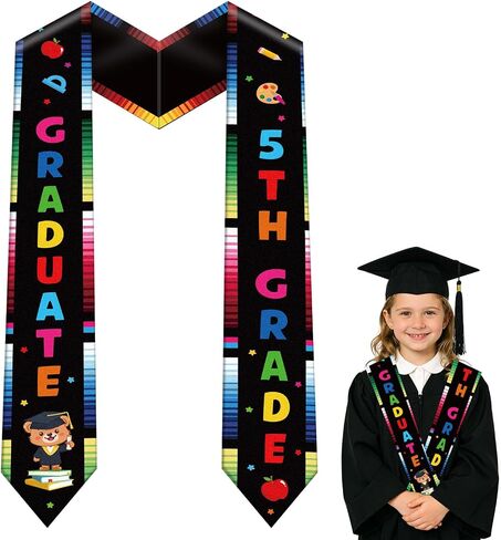 Mexican 5th Grade Graduation Stole Class of 2026 Mexican Star Bear Diploma 50Inch for Kids Grad in Saudi Arabia