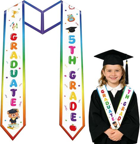 Mexican 5th Grade Graduation Stole Class of 2026 Mexican Star Bear Diploma 50Inch for Kids Grad in Saudi Arabia