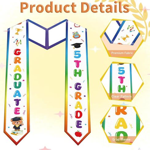 Mexican 5th Grade Graduation Stole Class of 2026 Mexican Star Bear Diploma 50Inch for Kids Grad in Saudi Arabia