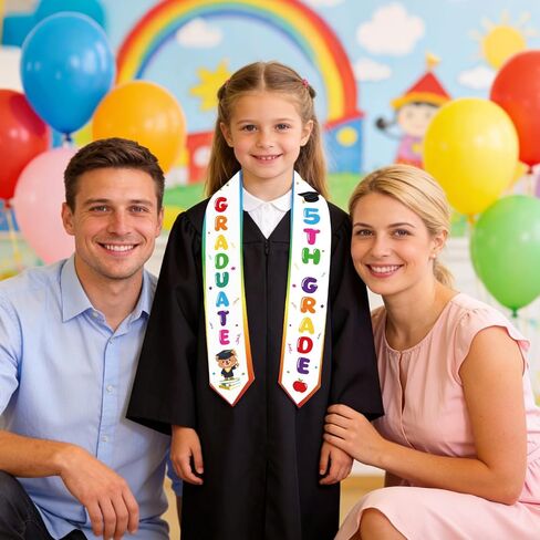 Mexican 5th Grade Graduation Stole Class of 2026 Mexican Star Bear Diploma 50Inch for Kids Grad in Saudi Arabia