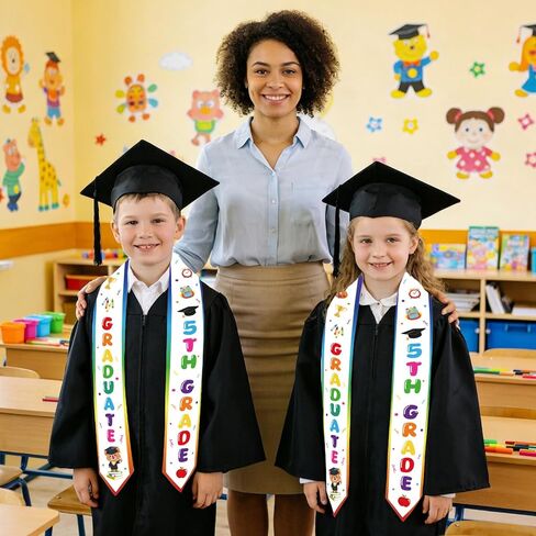 Mexican 5th Grade Graduation Stole Class of 2026 Mexican Star Bear Diploma 50Inch for Kids Grad in Saudi Arabia