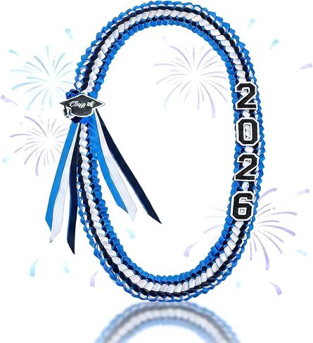 Graduation Ribbon Lei for Graduation - 68-Inch Hand-Braided Class of 2026 Grad Leis for High School and College Grads in Saudi Arabia