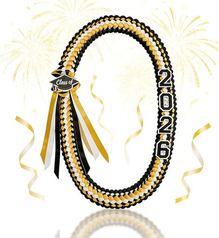 Graduation Ribbon Lei for Graduation - 68-Inch Hand-Braided Class of 2026 Grad Leis for High School and College Grads in Saudi Arabia
