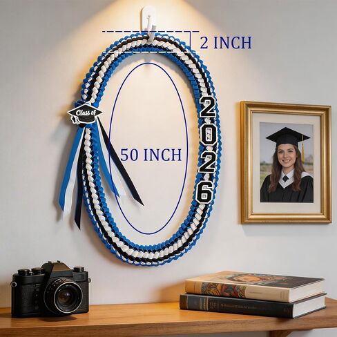 Graduation Ribbon Lei for Graduation - 68-Inch Hand-Braided Class of 2026 Grad Leis for High School and College Grads in Saudi Arabia