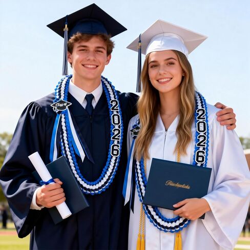 Graduation Ribbon Lei for Graduation - 68-Inch Hand-Braided Class of 2026 Grad Leis for High School and College Grads in Saudi Arabia